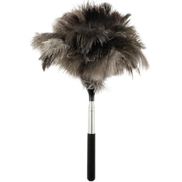 Imagem de ZJRDYYK Espanador extensível de penas de avestruz, espanadores de penas extensíveis de 39 a 119 cm para limpeza de tetos altos, ventiladores, teias de aranha, persianas, poeira de telhado, escritório