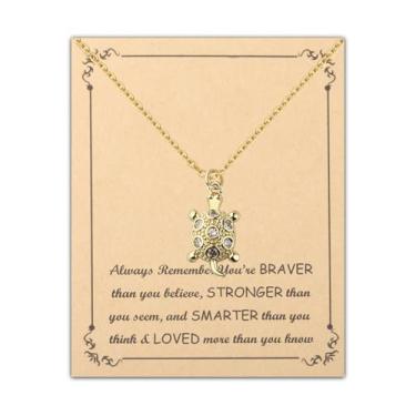 Imagem de FUSTMW Colar de tartaruga marinha, joia de tartaruga para mulheres, presentes de tartaruga para amantes de tartaruga, joia oceânica, vida marinha, colar