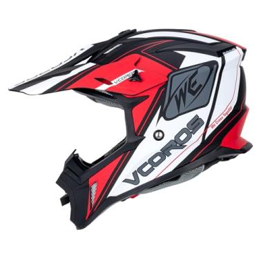 Imagem de VCOROS Capacetes De Motocross Para Adultos, Atv, Dirtbike, Bmx, Mx, Offroad, Adventure, Utv, Aprovados Pela Dot (Preto, Vermelho, M)