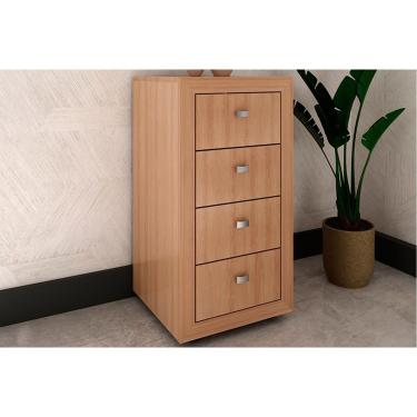 Imagem de Multiuso Escritório ME4133 c/ 4 Gavetas e Rodízios Amêndoa - Tecno Mobili