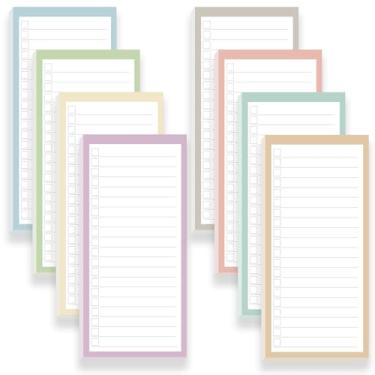 Imagem de BIPEND Pacote com 8 blocos de notas magnéticos para geladeira, blocos de notas de cores sortidas com páginas forradas, 30 folhas cada, ideal para listas de compras, tarefas e compras