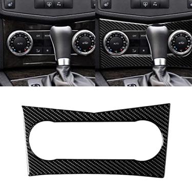 Imagem de UOADA Para Mercedes-Benz C-Class W204 2007-2010 Capa de painel de ar condicionado de fibra de carbono real macia A/C acabamento central painel de controle de CD adesivo de painel central acessórios interiores do carro