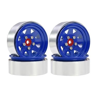 Imagem de Dynwave Conjunto de 4 aros de roda de alumínio 1,9" peças de reposição de metal RC pneu roda 12 mm hexagonal para caminhão RC 1/10 TRX4 90046 acessórios, Azul
