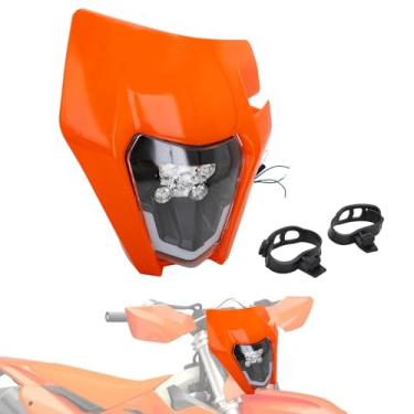 Imagem de IUVWISN Dirt Bike Farol 15-25W 13000lm LED Dirtbike Kit Farol Luzes Universal para a maioria das motocicletas Dirt Pit Bike Enduro ATV Supermoto Scooters Laranja