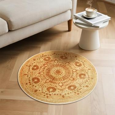 Imagem de Carvapet Tapete redondo de imitação de juta – aparência de juta de 61 cm lavável 61 cm pequeno tapete circular com suporte de borracha antiderrapante, tapete de área resistente a manchas para entrada
