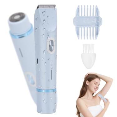 Imagem de Aparador de biquíni para mulheres, barbeador elétrico de cabeça dupla 2 em 1 para mulheres, aparador de biquíni impermeável Ipx7 para pêlos pubianos, sem fio para área privada feminina, molhado e seco
