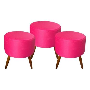 Imagem de Kit 3 Peças Capa Puff Redondo Pé Palito Malha Com Elástico