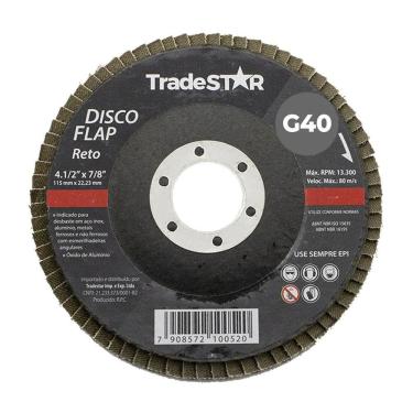 Imagem de Disco Flap 115 Mm G40 Fibra Reto Aço Tradestar