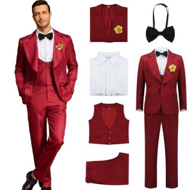 Imagem de Betelgeuse Fantasia masculina de casamento vermelho fantasia de casamento fantasia de Halloween Beetle filme cosplay uniforme conjunto blazer, Vermelho 2, GG