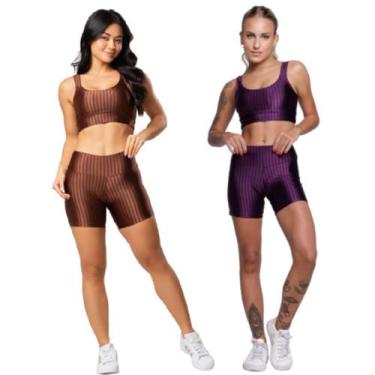 Imagem de KIT 2 Top e Short New Zig 3D Bella Fiore Conjunto Academia Musculação 