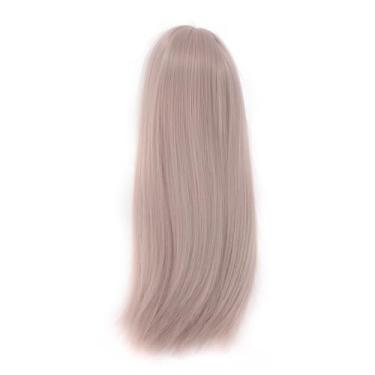 Imagem de Boneca Cabelo Longo e Reto, Seda de Alta Temperatura Macia Fashion 1/4 Peruca de Cabelo de Boneca para Brincar para Bonecas de 7 a 8 Polegadas (Rosa Cinza Claro)