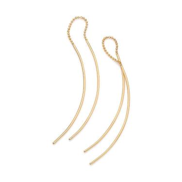 Imagem de Brinco Rommanel Folheado Ouro 18k Fios Lisos & Corrente