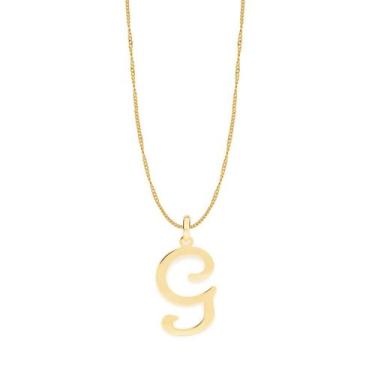 Imagem de Colar Rommanel Banhado Ouro Letra G Grande Elo Grumet 42cm