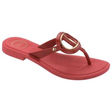 Imagem de Sandalia feminina terra e água rasteira antiderrapante leve, Vermelho,