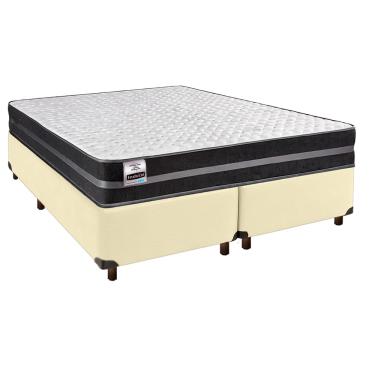 Imagem de Conjunto Cama Box Bege Queen + Colchão Molas Ultralastic Bogota Inducol