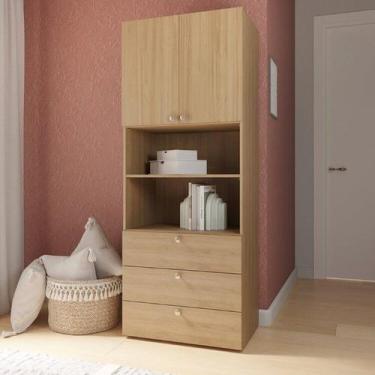 Imagem de Módulo 70x180 2 Portas 1 Kit Prateleira 3 Gavetas Frame CabeCasa Madei