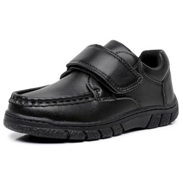 Imagem de Tênis de uniforme escolar macio para meninos Ahannie, confortável Oxford (bebê/criança pequena/criança grande), Black-01, 1 Little Kid