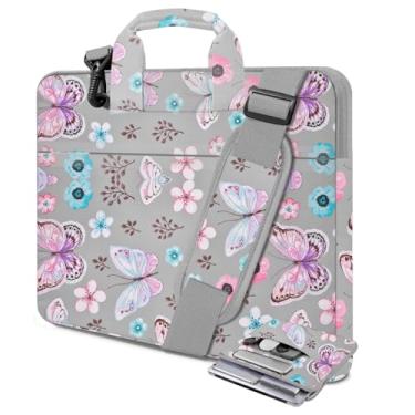 Imagem de Bolsa de ombro para laptop de 17,3 polegadas, pasta protetora durável à prova de choque com vários bolsos compatível com a maioria dos notebooks HP Acer Dell Lenovo ASUS MSI de 17-17,3 polegadas