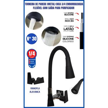 Imagem de Torneira De Parede Metal Bica 3/4  C Saída Purificador Agua COR:PRETO