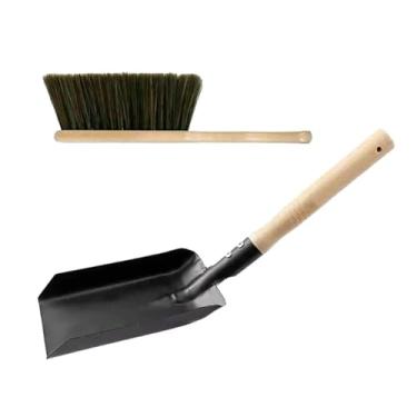 Imagem de Wswqop Conjunto de Pá E Escova para Lareira, Acessórios, Portátil, Multifuncional, com Cabo de Madeira, Ferramenta para Fogueira, Ferramenta de Limpeza Premi