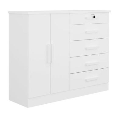 Imagem de Cômoda para Quarto com Sapateira 5 Gavetas - New Athos-Branco - Móveis