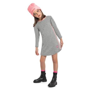 Imagem de Vestido Infantil Jacquard Manga Longa Quimby, Branco, 8