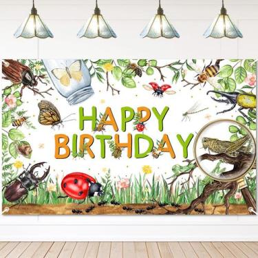Imagem de Banner de decorações de festa Avezano Bugs Happy Birthday 6x3,6 pés