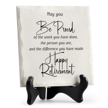 Imagem de Placa de aposentadoria LukieJac Best Ceramic 15x15cm Happy Retirement