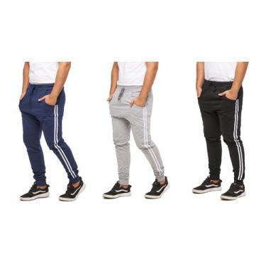 Imagem de Kit 03 calças de moletom masculina saruel skinny sport luxo - Wooks, M
