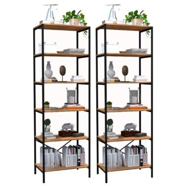 Imagem de Kit 02 Estantes Livreiro Multiuso Trento Estilo Industrial 180cm Demolição Preto - Desk Design