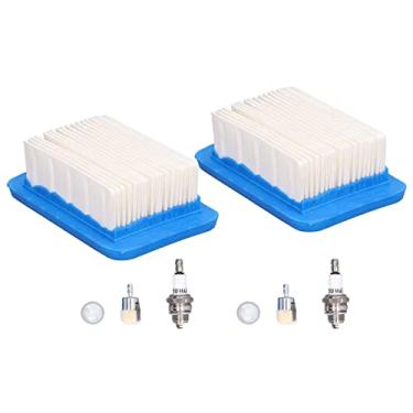 Imagem de Acessórios de substituição de filtro de combustível para vela de ignição para cortador de grama 403 403H feito de papel e borracha, inclui 2 filtros de ar, 2 velas de ignição e 2 filtros de