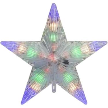 Imagem de Estrela Ponteira para Árvore de Natal com Luzes LED Coloridas 127V – Brilho Decorativo Natalino, Efeito Cintilante, Encaixe Firme e Instalação Fácil 15cm