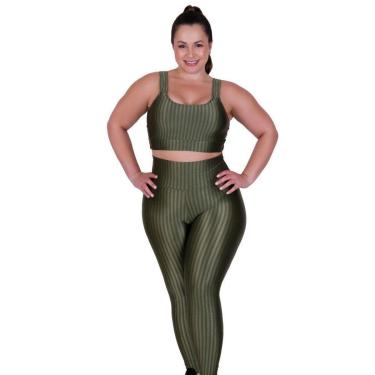 Imagem de Conjunto Top com Bojo Removível e Calça para Academia Plus Size Fitness 3D Barbara-Feminino
