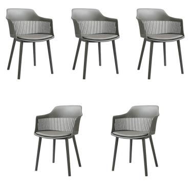 Imagem de Kit 5 Cadeiras Decorativas Prescott Sala De Jantar Pp/pu Cinza G56 - Gran Belo