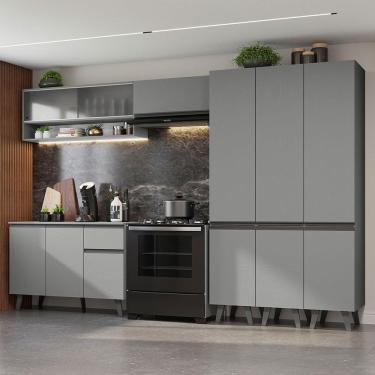 Imagem de Armário De Cozinha Completa 320Cm Cinza Nice Madesa 03 Cinza