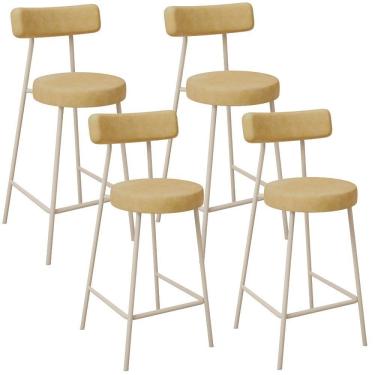 Imagem de Kit 04 Banquetas Baixa Cozinha Sala Jantar Bancada Milão Arena L02 Couríssimo Fendi - Lyam Decor