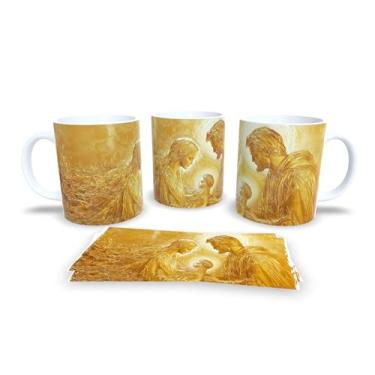 Imagem de Caneca Natalina Família Feliz, Porcelana Branca com Design Preto e Dourado, Mensagem Inspiradora em Português (20005)