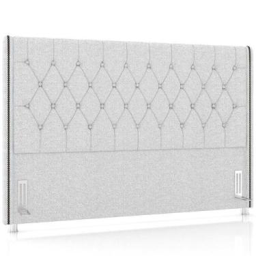 Imagem de Cabeceira Cama Box Casal 140cm Estofada Frizza P05 Linho Cinza Claro -