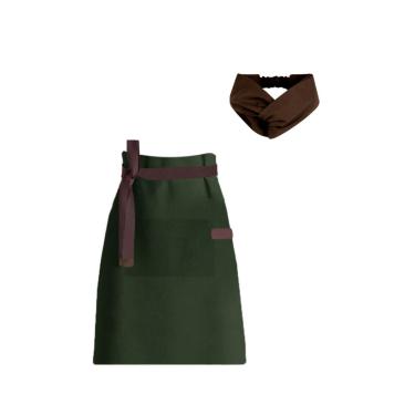 Imagem de Avental de Cintura e Faixa Cabelo Verde Marrom Cafe Bistro