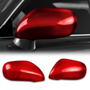 Imagem de FINMOKAL Tampa do espelho retrovisor externo do carro de fibra de carbono com acabamento frontal do lado do motorista compatível com Lexus IS250/IS350 2006-2012 vermelho (sem luz)