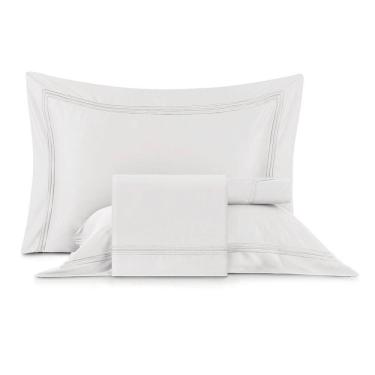 Imagem de Jogo de Cama King Bordados em Cetim 300 Fios Essenza Branco