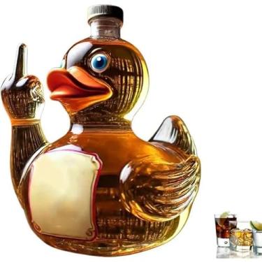Imagem de Decantador de vidro de uísque, engraçado, dedo médio, pato, tartaruga, cão, 283 g, garrafa de vinho de uísque, decoração para bar, escritório, casa, (preto)