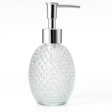 Imagem de Porta Sabonete Líquido em Vidro, 390ml, sofisticado, simples (Losango minimalista)