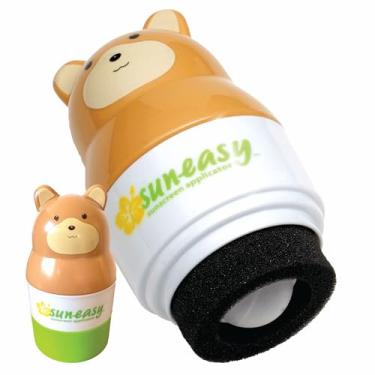 Imagem de Aplicador de protetor solar Sun-Easy, recarregável com esponja para crianças e bebês, aplicação divertida, rápida e sem bagunça, comporta 100 ml, tampa urso/verde