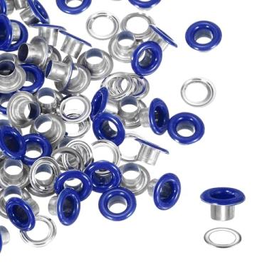 Imagem de YELARXI Kit de ilhós, ilhós de metal, kit de ilhós com arruelas 5 mm 3/40.6 cm encaixe interno redondo para (tecido/sapatos/roupas/artesanato faça você mesmo/bolsa/cinto) conjunto 250 e azul escuro