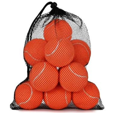 Imagem de INSUM Bolas de tênis a granel para iniciantes – pacote com 12 bolas de tênis de alta elasticidade com bolsa de malha, adequado para treinamento de cães de estimação, buscar (laranja)