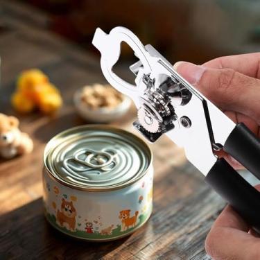 Imagem de Generic 1 abridor de latas portátil 3 em 1 abridor de latas e abridor de garrafas PP ferro prateado preto 5,3 x 18,7 cm