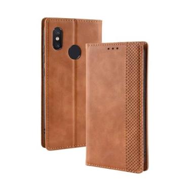 Imagem de Capa para XIAOMI Mi 8 SE,Retro Flip magnético,Caso de telefone de couro PU,Design de carteira com 3 slots de cartão e 1 clipe de dinheiro -Brown