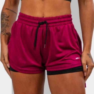 Imagem de Short 2 em 1 Feminino Dryfit Academia Bermuda Dupla Pra Treino Caminha