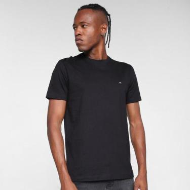 Imagem de Camiseta Calvin Klein Básica Meia Malha Masculina, Preto, GG